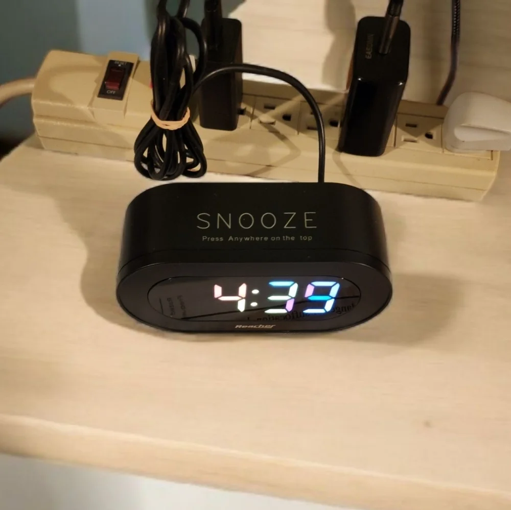 Reacher Black Digital Alarm Clock with Multicolor LED Display - Picture 9 of 11
